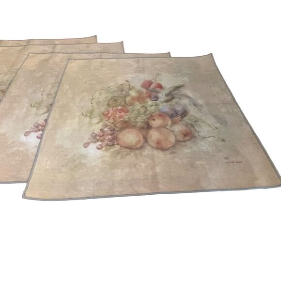 Set of 4 Vintage Cheri Blum Fruit Cloth Dinner Linens Napkins 18.5" Square - Picture 6 of 13